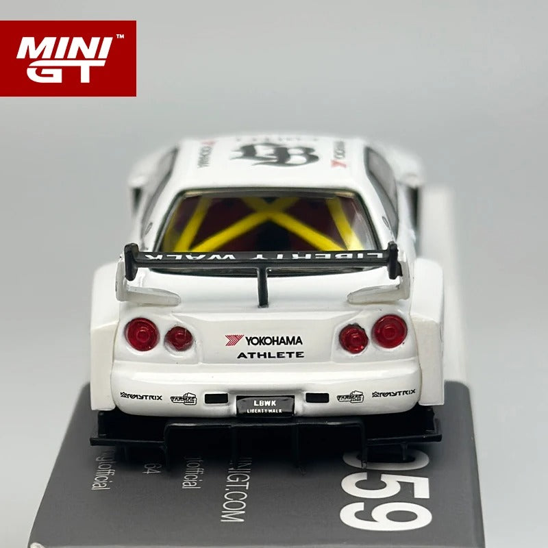Nissan LB‑ER34 Super Silhouette – ATHLETE/COLLET V1 (White) – Mini GT #1059