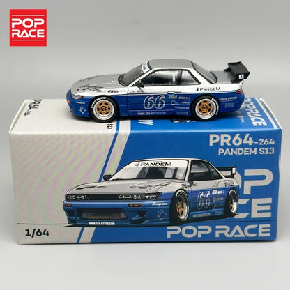 POPRACE Nissan Silvia S13 – Silver Blue (PR64‑264)