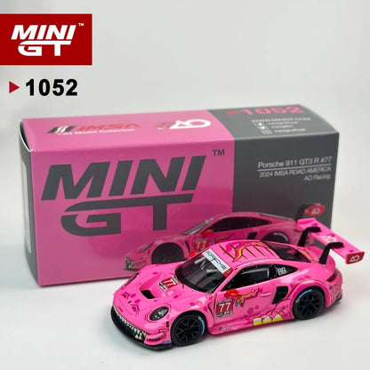 MiniGT Porsche 911 GT3 R #77 – AO Racing “Pink Dinosaur” (MGT1052)