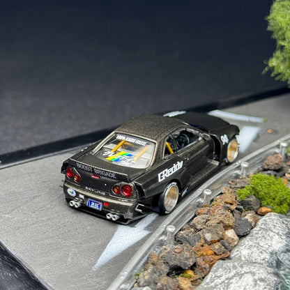 KaidoHouse x MiniGT R34 #222 — Greddy Black/Carbon LIMITED