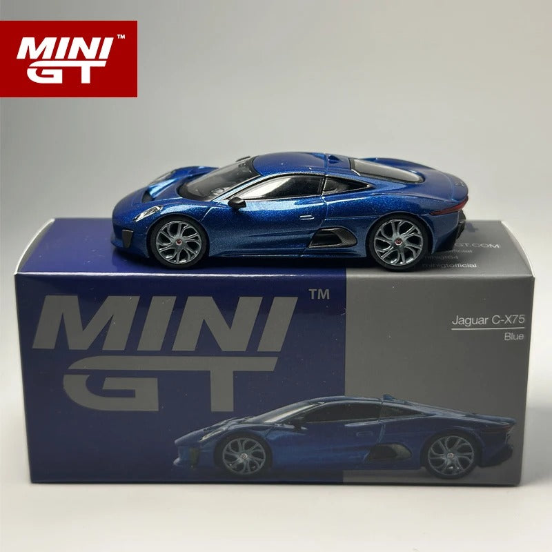 MiniGT Jaguar C‑X75 – Metal Blue (MGT884)