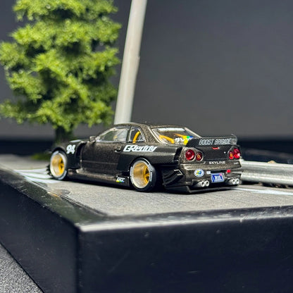 KaidoHouse x MiniGT R34 #222 — Greddy Black/Carbon LIMITED